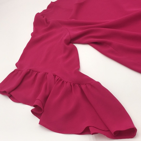 Joseph Ribkoff Ladies Pink Cascade Ruffle Flare 3/4 Sleeve Blouse Top Size 8 - Picture 10 of 11